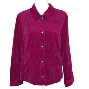 Christopher & Banks Corduroy Blazer Women's L Cranberry Pink